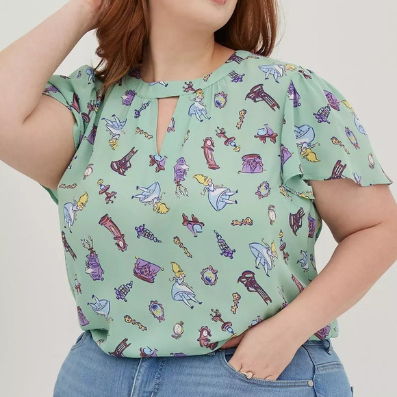 Torrid 1 (1x‎ 14/16) Disney Alice In Wonderland Chiffon Georgette Blouse Shirt - Picture 3 of 3